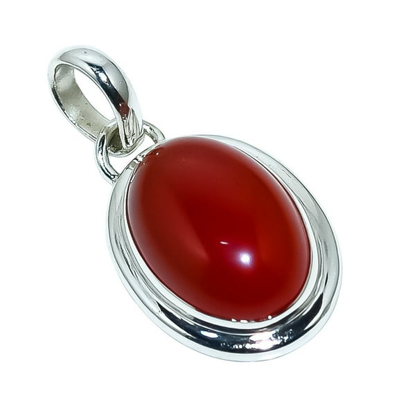 Natural Carnelian Gemstone Women Jewelry Solid 925 Sterling Silver Pendant