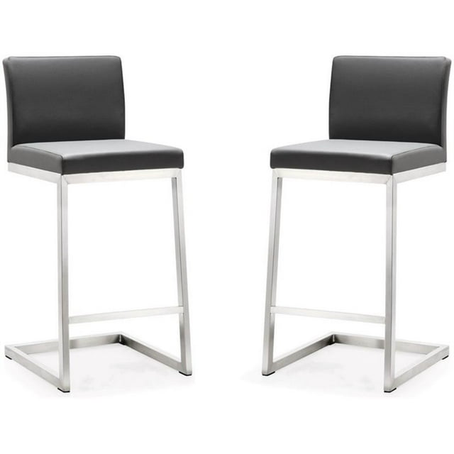 Tabouret de Comptoir en Acier Inoxydable Gris Parma - Ensemble de 2