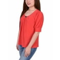 thumbnail image 2 of NY Collection Women's Short Sleeve Balloon Sleeve Top With Hardware, 2 of 4