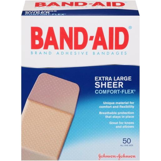 Johnson & Johnson 1 3/4'' X 4'' BandAid Sheer ComfortFlex XLarge