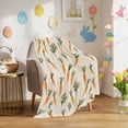 thumbnail image 3 of Throw Blanket Fleece Throw Blanket 50x80in, Happy Easter Seamless Carrot Soft Lightweight Bed Blankets Watercolor Leaves on Linen Fuzzy Couch Blankets for All Season, 3 of 9