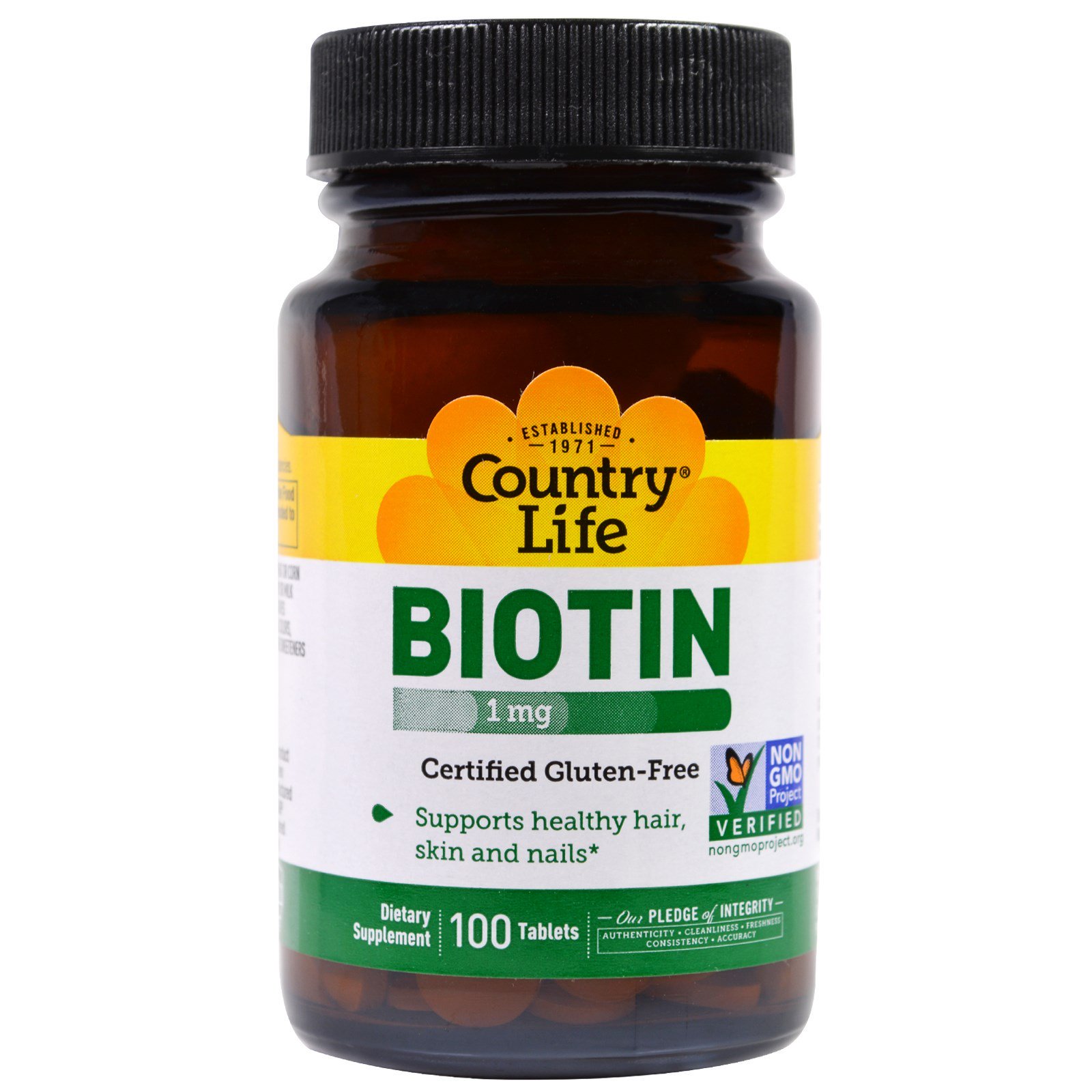 Country Life Biotin, 1 mg, 100 Tablets
