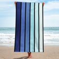 thumbnail image 2 of Superior Faded Stripes Cotton Absorbent Oversized Beach Towel, Blue, 2 of 8