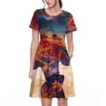 thumbnail image 1 of Balery Cultural Silhouette Journey Vestidos sueltos de manga corta para mujer, vestidos de verano 2025, vestidos casuales de corte A con vuelo., 1 of 6