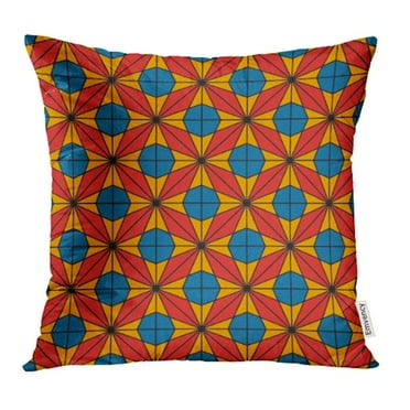 CMFUN African Bright Ethnic and Tribal with Floral Forms Ornamental with Asanoha Pillow Case Pillow Cover 20x20 inch Throw Pillow Covers