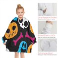 thumbnail image 6 of Halloween Colorful Spooky Elements Blanket Hoodies for Kids 6-13YR Oversize Wearable Blanket Hoodies for Boys Girls Teens, 6 of 7