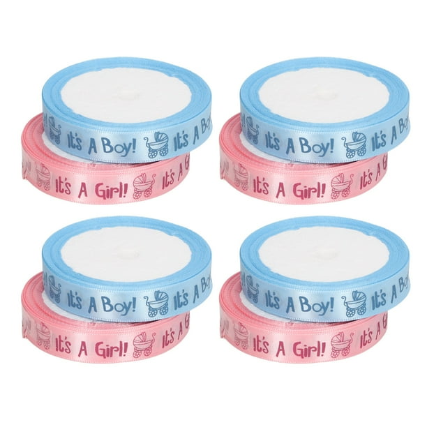 8 rollos de 5 yardas de cinta de satén para baby shower, cinta temática rosa y azul, cinta decorativa para baby shower, fiesta de cumpleaños