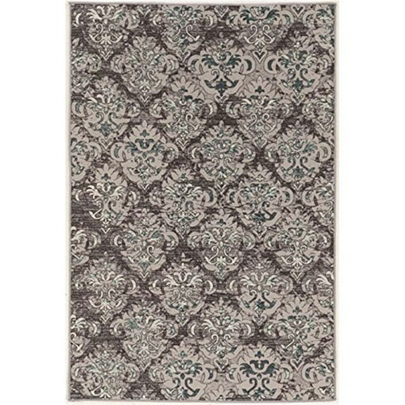 Linon Vintage Clara Power Loomed Microfiber Polyester 2'x3' Rug in Gray