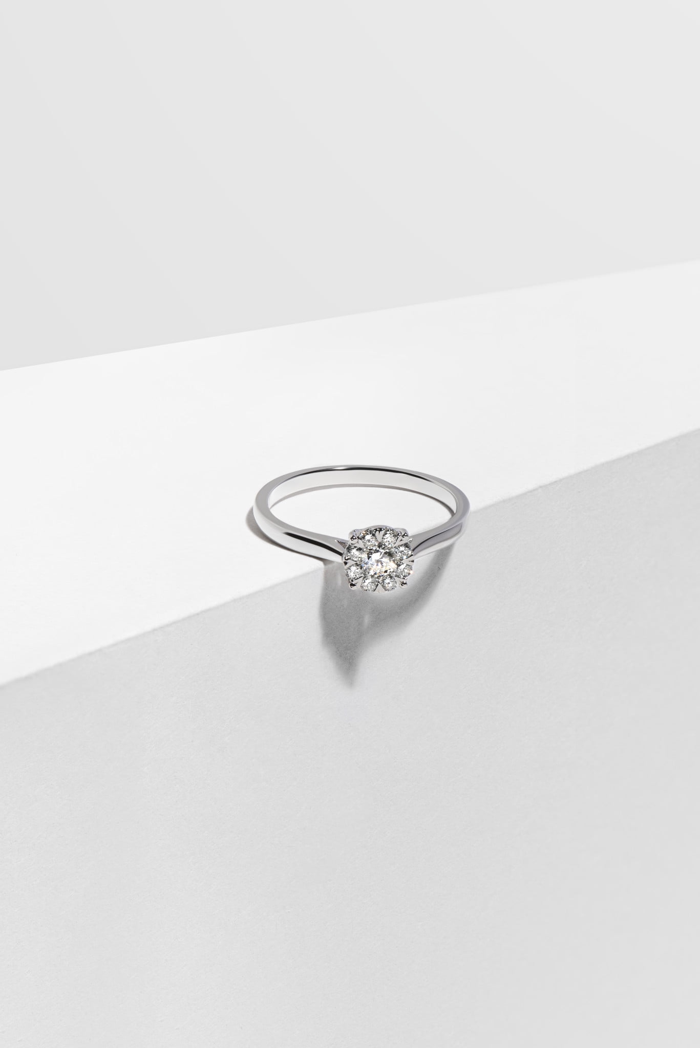 Forever Facets 1/4 CT TW Lab Grown Diamond Ring in Platinum over Sterling Silver, Adult Female