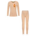 thumbnail image 3 of TiaoBug Kids Girls Gymnastics Bottoming Suit Long Sleeve Fleece-Lined Dance Tops with Leggings Set B Nude 12-24 Months, 3 of 7