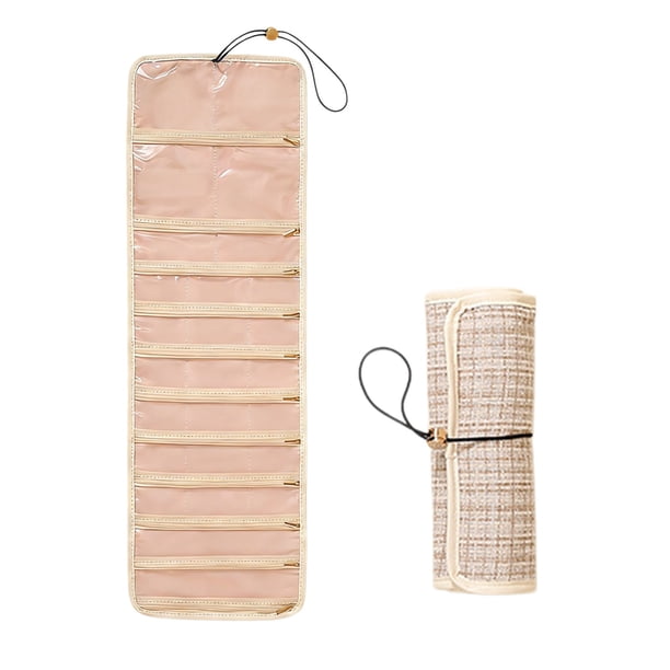 Organizador de Joyería de Viaje Pequeña Bolsa de Almacenamiento Roll-Up, 72x23cm de Gran Capacidad con Múltiples Compartimentos para Collares, Pendientes Y Organizadores de Joyería Y Viajes de Almacen