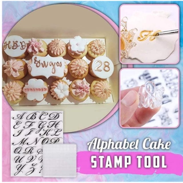 English Letters Biscuit Mold, Washable Safe Alphabet Cake Stamp Tool Transparent for Household for Cake