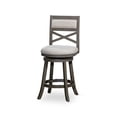 thumbnail image 5 of Swivel Bar Stool, 24" Counter Height Bar Chair with Fabric Seat and X-Back, Upholstered Dining Chair with Metal Footrest for Bar Kitchen Island, Support 330 LBS, Weathered Gray+Beige, 5 of 7