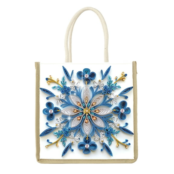 Diamond Painting Kit Handbag Beautiful Floral DIY Diamond Pattern Creative Gift Spacious Commuter Tote