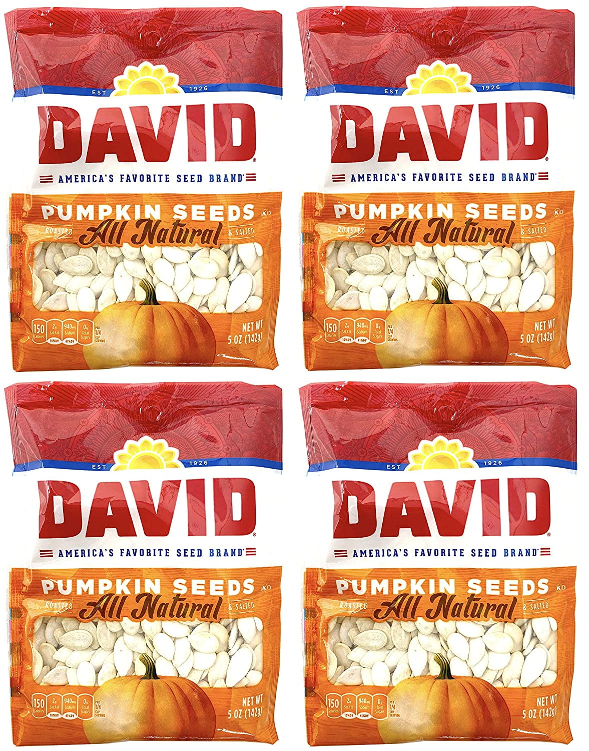 David Seeds, Pumpkin Seeds, 5Ounce Bags (Pack of 4)