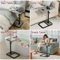 thumbnail image 2 of C Shaped End Table for Couch, Height Adjustable Living Room Couch Tray Tables Sofa Table Tv Trays for Bedroom, Grey Wooden Side Table for Small Spaces, 2 of 15