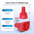 thumbnail image 2 of Conectores de cable SUTETLW, rojos, 1000 piezas, eléctricos alados, 18-8 AWG, 2 of 7