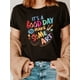 thumbnail image 1 of Camiseta inspiradora con temática artística para mujer, mezcla de poliéster, cuello redondo informal con ligera elasticidad, estampado alfabético, largo regular, tejido de punto, ideal para todas las, 1 of 6