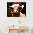 thumbnail image 2 of Nawypu  Highland Cow Canvas Wall Art: Merry Christmas Cow Decorations for Home - Red Hat Cow Picture Farmhouse Decor Cute Farm Animal Print Framed Poster for Bedroom Living Room, 2 of 4