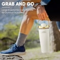 thumbnail image 6 of Coliware 30OZ Insulated Water Bottle with Dual Sip Lid, Vacuum-Sealed Stainless Steel Tumbler with Handle Straw, Leakproof & Cup Holder Friendly for Travel, Gym, Office - Cream Tan, 6 of 14