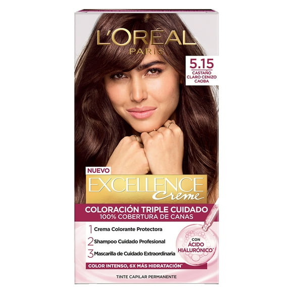 Tinte para cabello L'Oréal Excellence Cafés Parisinos 5.15 latte castaño claro cenizo caoba