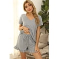 thumbnail image 1 of Women's Pajama Set Sleepwear V-Neck Short Sleeve with Ruffle Shorts Nightwear, 1 of 7