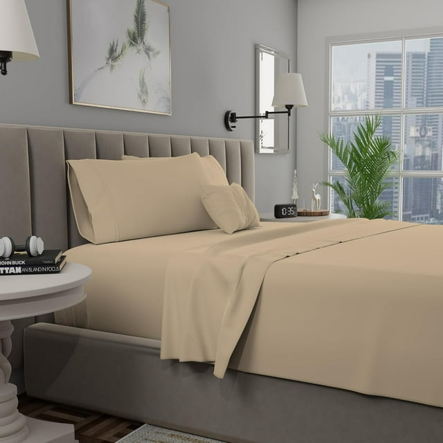 Pc Premium Queen Sheet Set ( Flat Fitted & Pillow Cases) Cotton Thread Count Cool Crisp & Breathable Queen Bed Sheet Set Deep Pocket Percale Sheets Light