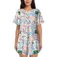 thumbnail image 1 of Fotbe Back To School Conjunto de Pijama Estampado para Mujer, 2 Piezas, Ropa de Dormir con Camiseta de Manga Corta y Shorts Suaves-Small, 1 of 6