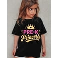 thumbnail image 1 of Camiseta para niña con estampado de corona de princesa: algodón suave, cuello redondo y letras rosas. Top informal de verano negro para niñas, ideal para actividades al aire libre y uso diario., 1 of 6