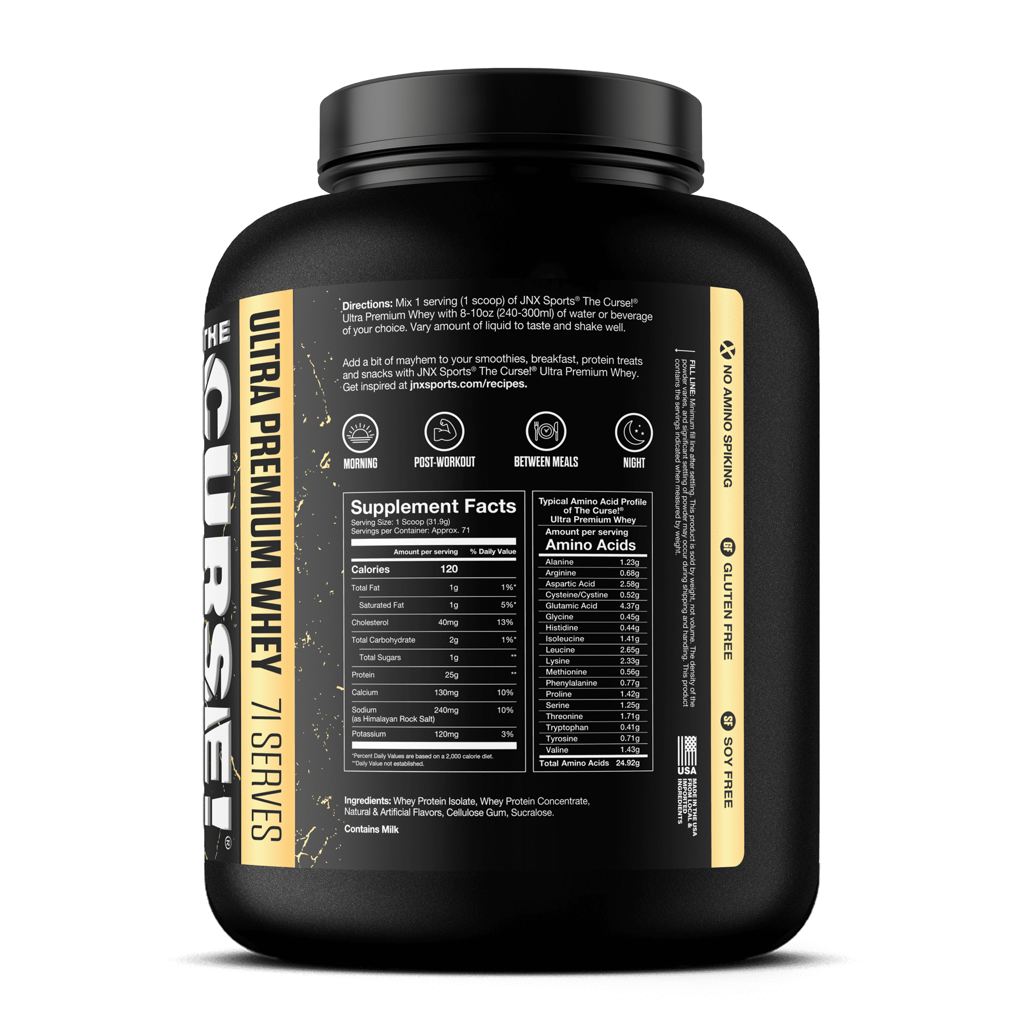 JNX Sports® The Curse! Ultra Premium Whey Protein Powder Vanilla Bean, Whey Protein Isolate Blend, 25g Protein per Serving, 5 lb