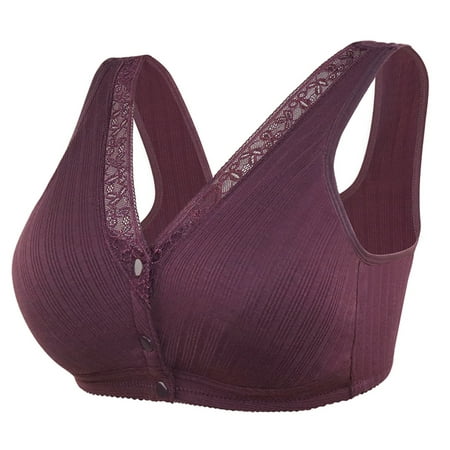 

Qazqa Women s Adjustable Sports Front Closure Extra-Elastic Breathable Lace Trim Bra Purple XXL