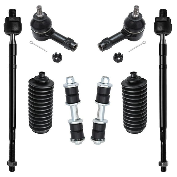 Detroit Axle - FWD Front 8pc Suspension Kit for 2002-2007 Mitsubishi Lancer, Stabilizer Sway Bars Outer Inner Tie Rod Ends Boots 2003 2004 2005 2006 Replacement