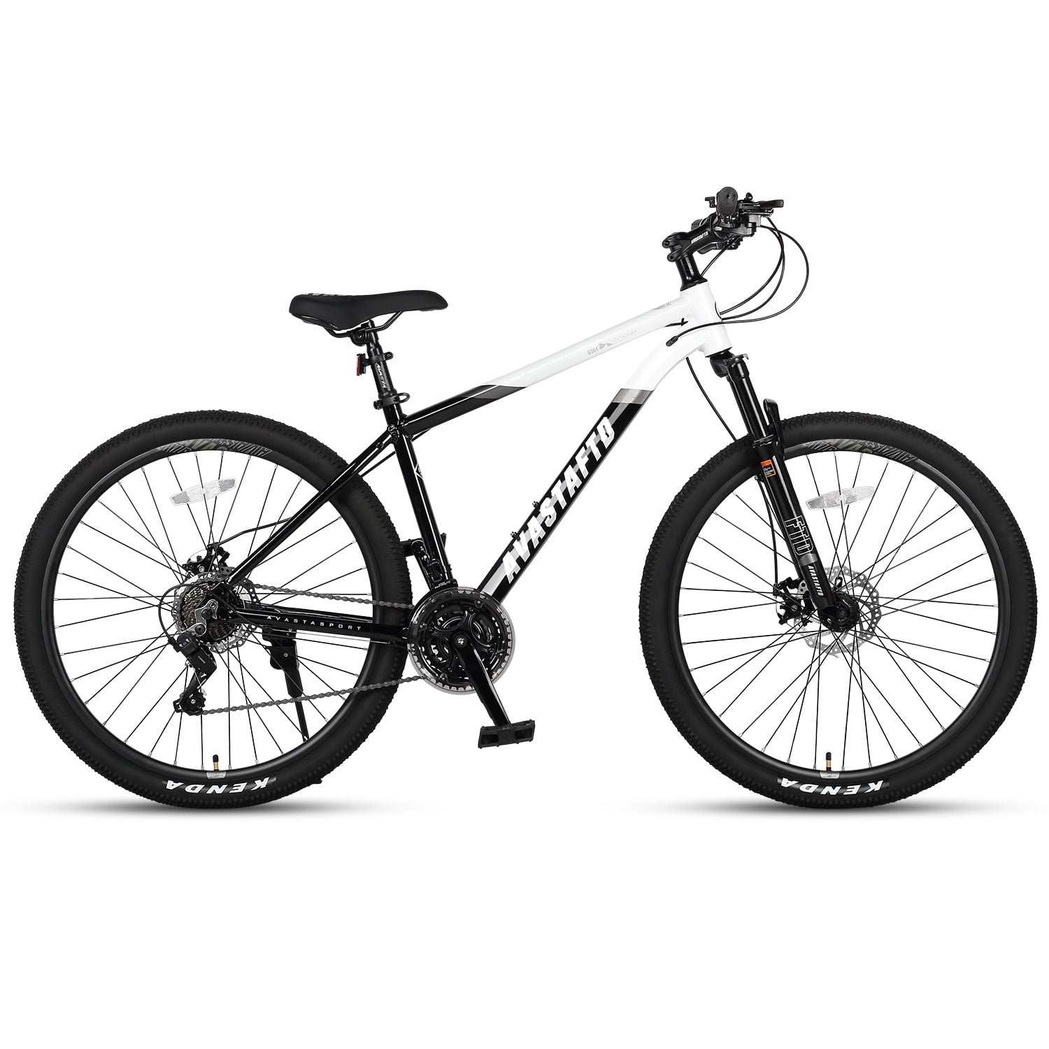 AVASTA 26-inch Mountain Bike for Man Male and Woman Female Adult with Lightweight Aluminum Alloy Frame and Dual Disc Brakes,Front Suspension,21-Speed Gear Shifters,Hidden Brake Cables,Color White