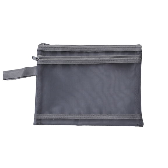 geerera Mesh Pouch Pen Organizer Dual-Zipper Transparent Large Capacity with Handle A5 Size