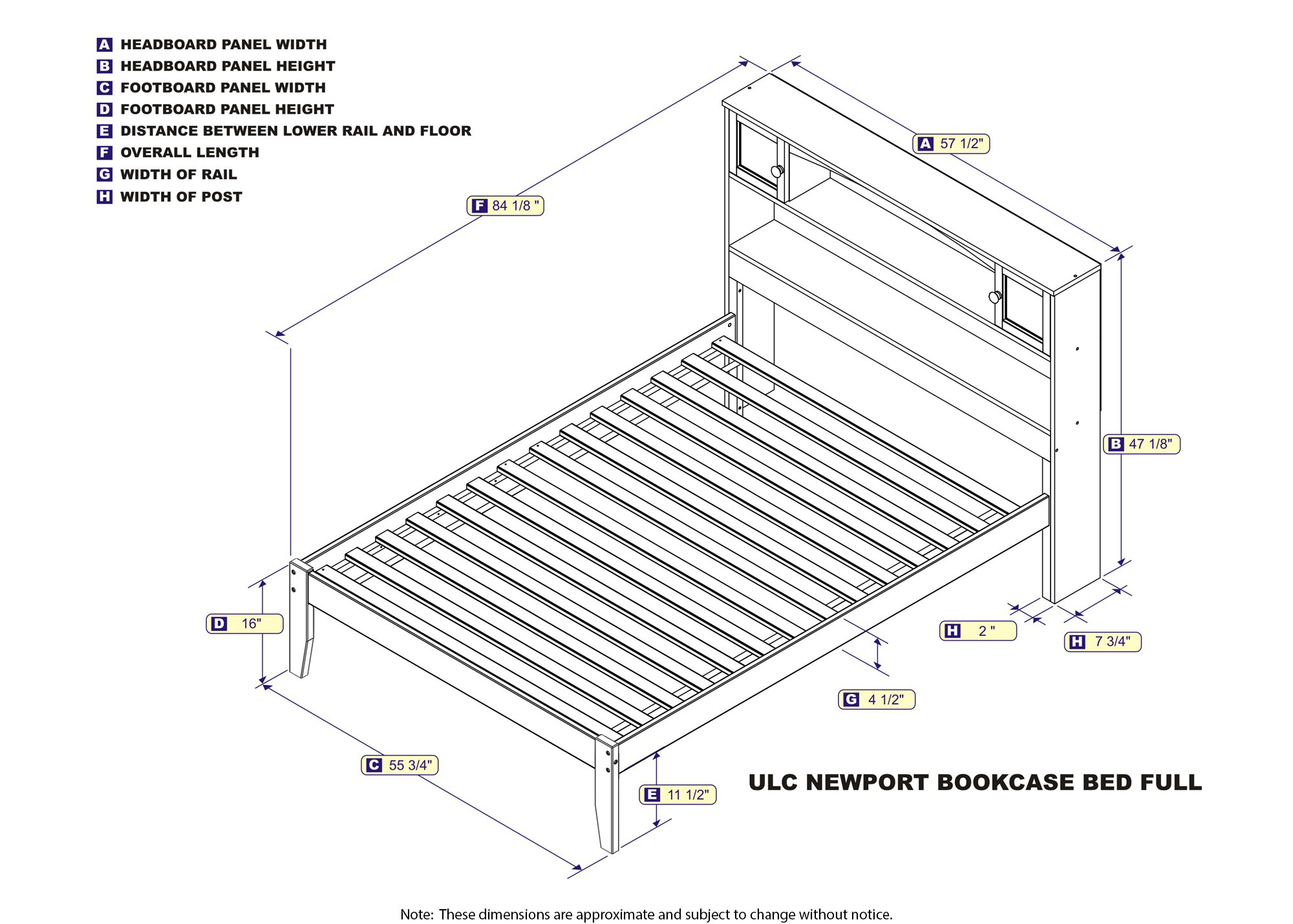 AFI Newport Full Solid Wood Platform Bed with Storage Headboard in Grey