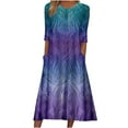 thumbnail image 2 of Wycnly Dresses for Women Loose Casual Swing Tunic Sundress with Pocket Elbow-Length Round Neck Tie-Dye Print Summer Long Formal Dress Blue m, 2 of 6