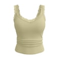 thumbnail image 4 of FYEGRE Lace Camisole Tank Tops for Women V Neck Wide Strap Soft Ribbed Lace Cami Beige XXL, 4 of 4