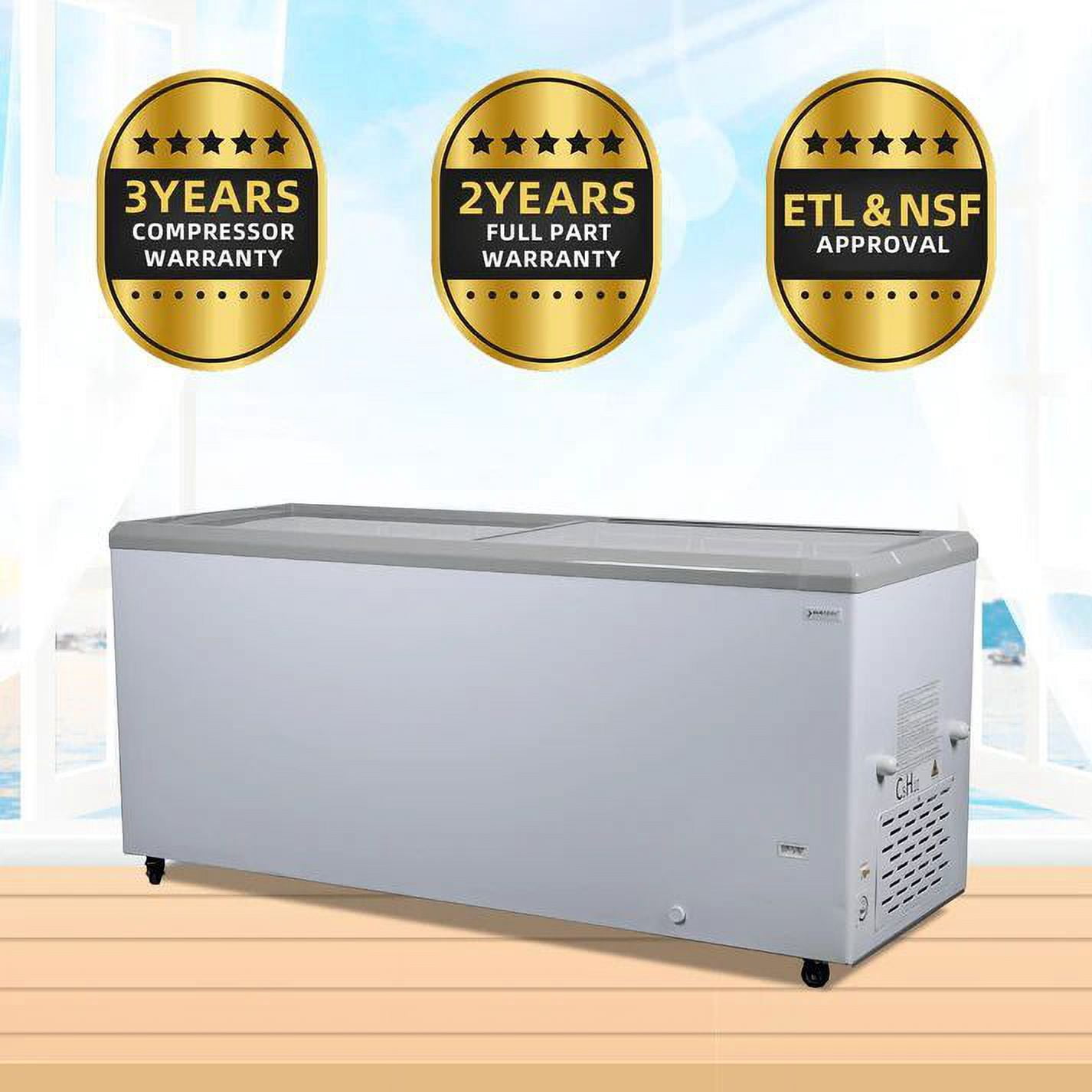 NAFCOOL 20 Cu. Ft Horizontal Freezer - Commercial Refrigerator, Glass Door Refrigerator, LED Lighting, White