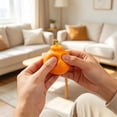 thumbnail image 4 of Tangerine Crunchy Squishy Toy, Orange Fruit Stress Ball with Green Stem, Crunchy Sound Fidget Toy, Stress Relief Sensory Toy for Kids Adults, Desk Decor Gift, 4 of 6