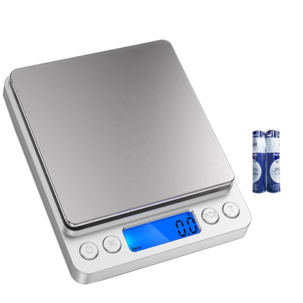 Larpur Digital Mini Cooking Scales for Baking, Battery Powered Kitchen Scale with extra container, Silver