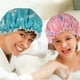 thumbnail image 3 of Gorros de ducha, gorros de ducha de doble capa para mujer, cubre cabello largo y grueso, gorros impermeables reutilizables, paquete de 2 Vhermosa 2035136-1, 3 of 4