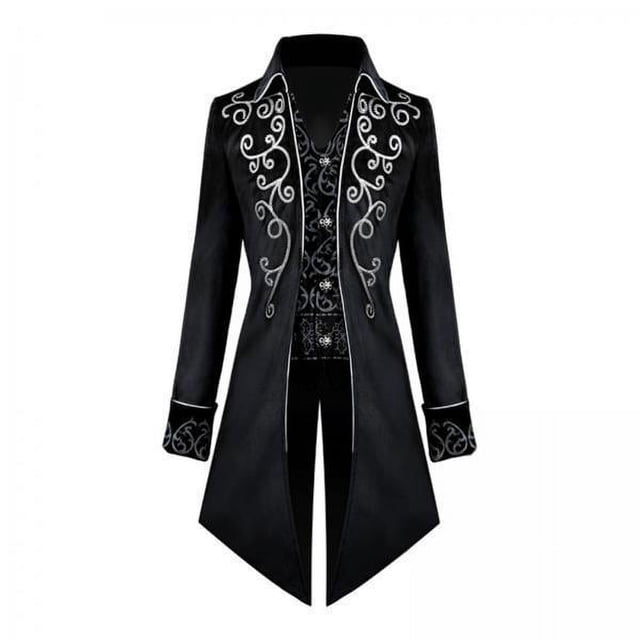 2 X Hombre Medieval Tailcoat Steampunk Solapa Abrigo Gabardina Chaqueta Negro L