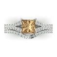 thumbnail image 2 of 3.36 ct Brilliant Princess Cut Champagne 14k White Gold Solitaire with Accents Engagement Bridal Wedding Ring Band Set size 9.5, 2 of 7