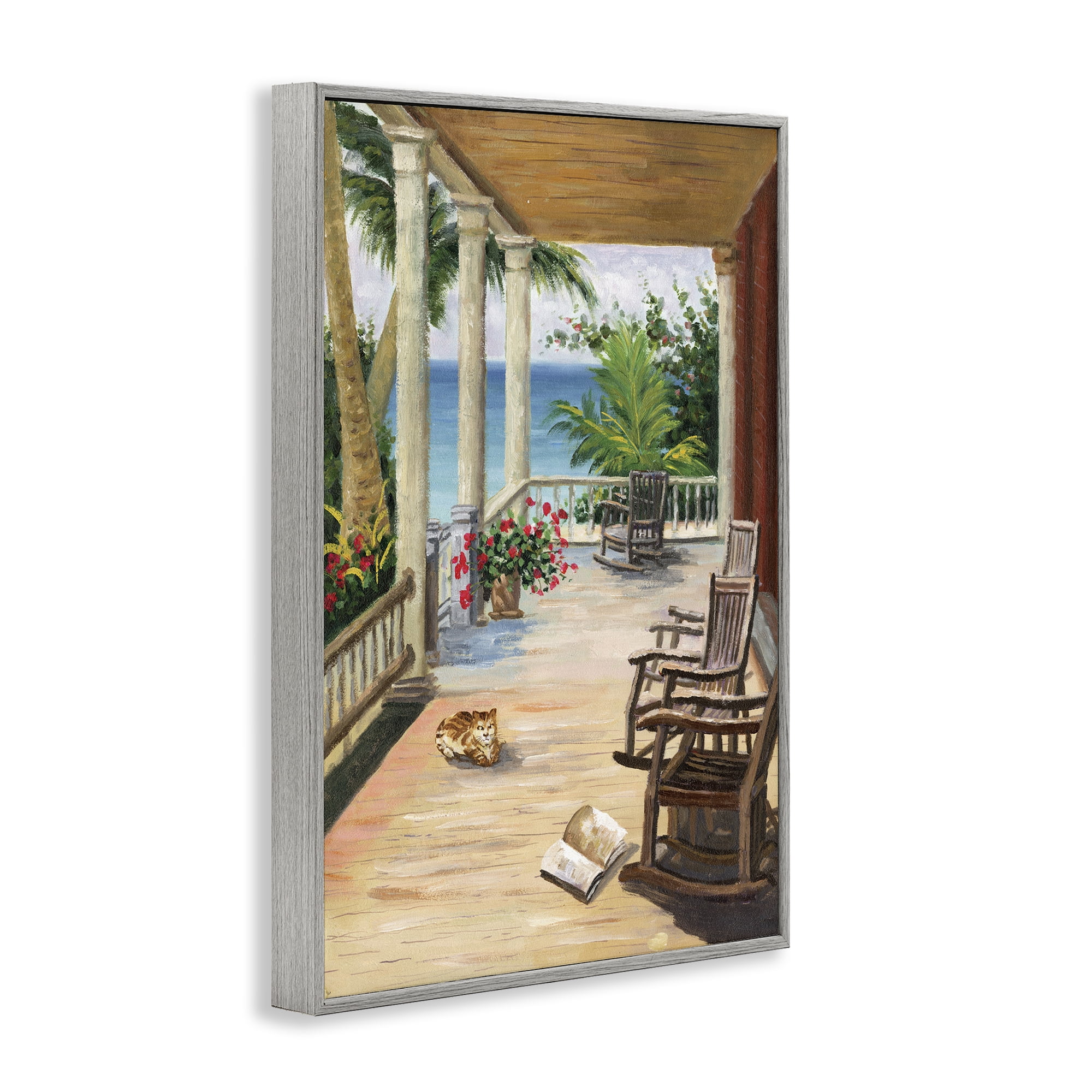Stupell Industries Coastal Cape Cabin Coastal Painting Gray Framed Art Print Wall Art, 12 x 18
