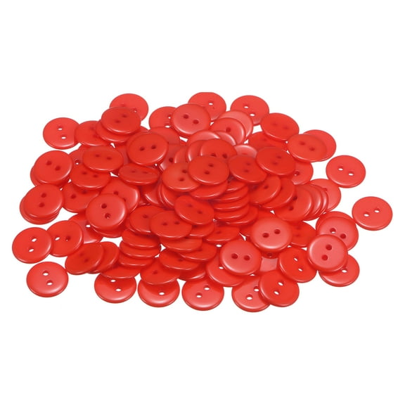 Uxcell 200pcs Sewing Button 5/8"(15mm) 2 Holes Resin Round Craft Replacement Buttons, Red
