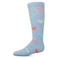 thumbnail image 2 of MeMoi Ribbed Cotton Blend "Multi Graffiti Hearts" Knee Sock - Girls - Female, 4, Taupe, 2 of 11