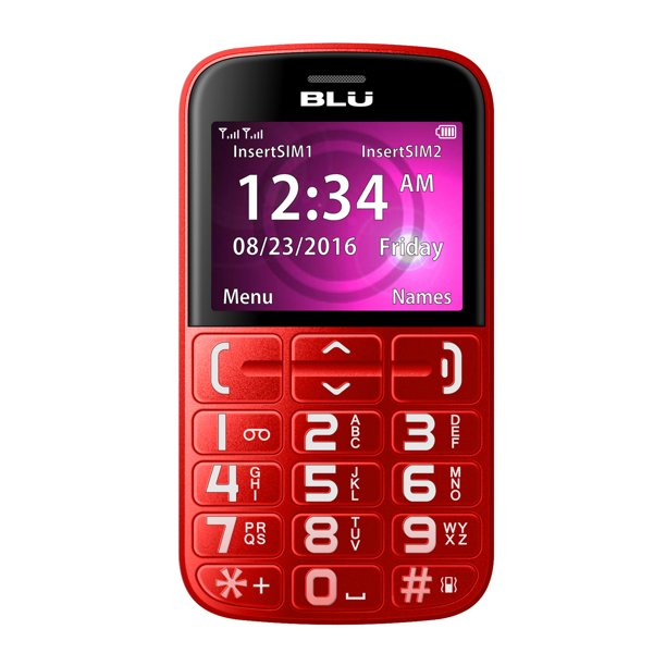BLU Joy J010 Unlocked GSM Senior Friendly Phone Red
