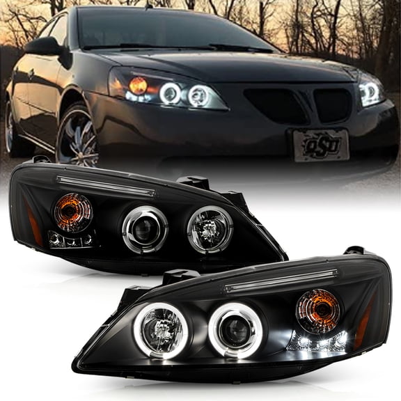 Blk 2005-2010 Pontiac G6 LED Halo Projector Headlights Lamps Left Right 05-10