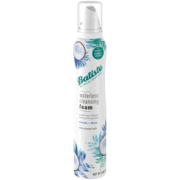 Batiste Waterless Cleansing Foam Cleanse   Shine with Coconut Milk, 3.6 oz