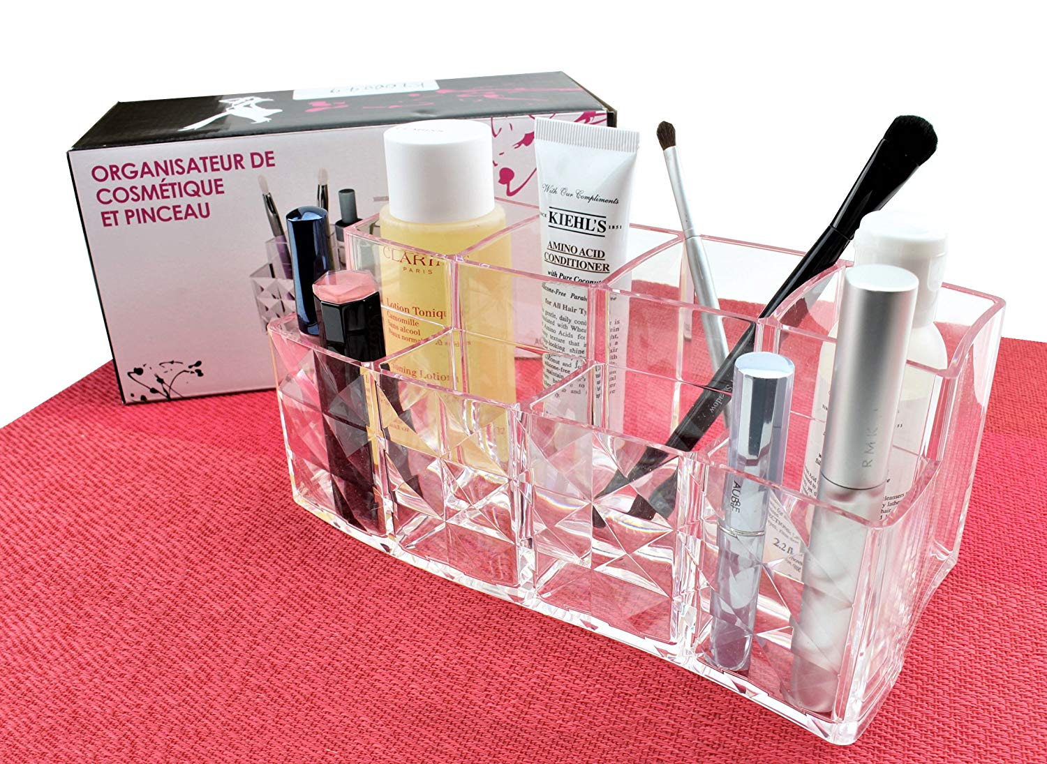 Clear Acrylic Brush Organizer with 8 Compartments
